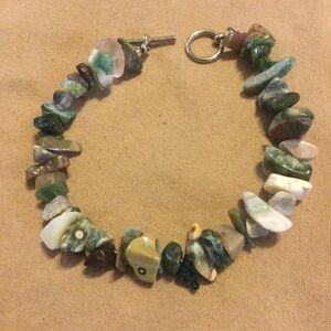 Moss agate chip bracelet